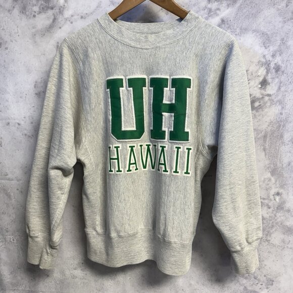 Vintage 90s University of Hawaii Sweatshirt Mens M Gray Weave College Artex - Picture 1 of 14